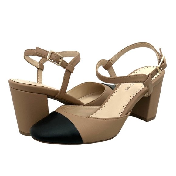 CHARTER CLUB DOTTII Nude/Black Round Toe Block Heels Size 7 Women's Pumps - Picture 8 of 8